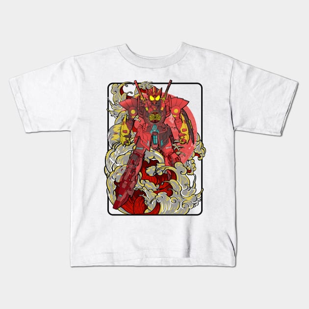 Red Hyper OOO Gundam Kids T-Shirt by gblackid